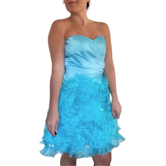 Jovani Strapless Blue Dress - Picture 2 of 4